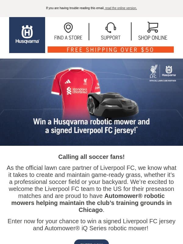 ⚽ Enter for your chance to win! email from Husqvarna Group