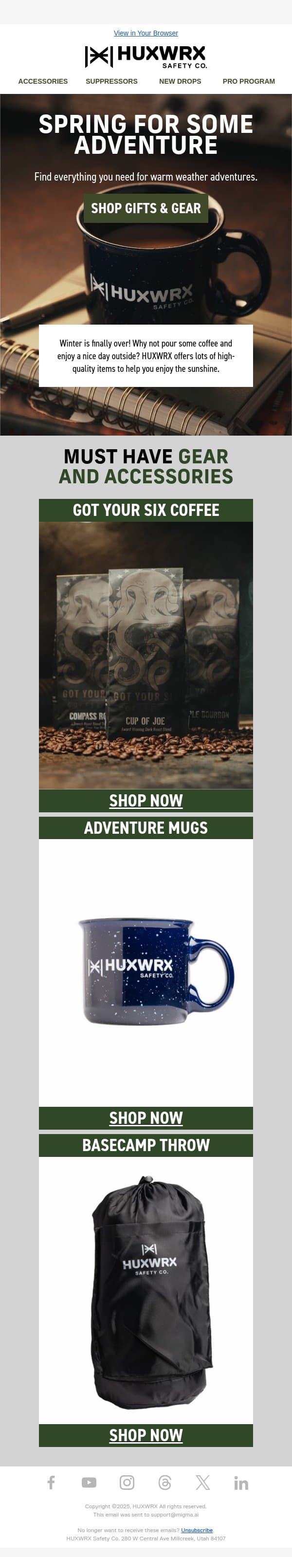 Don't Miss Out on Our Spring Collection! email from HUXWRX Safety Co. screenshot