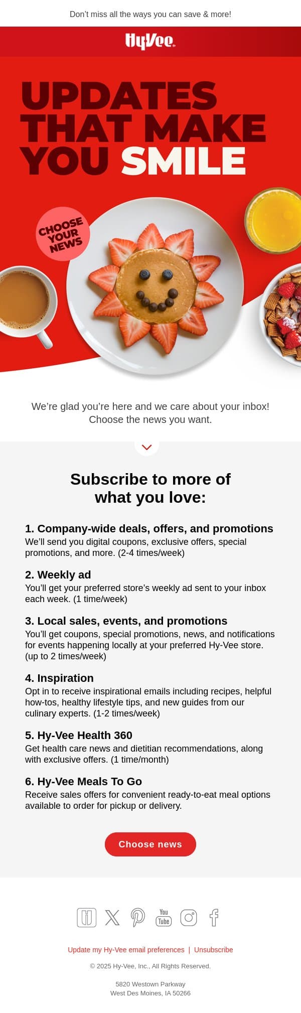 Choose your news 🌟 email from Hy-Vee screenshot