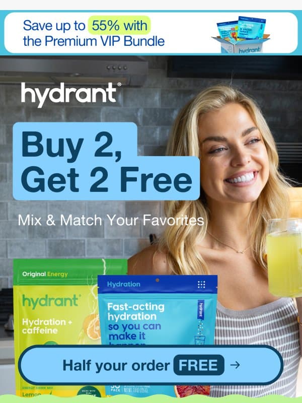 Your cart, half price. Not for long. email from Hydrant