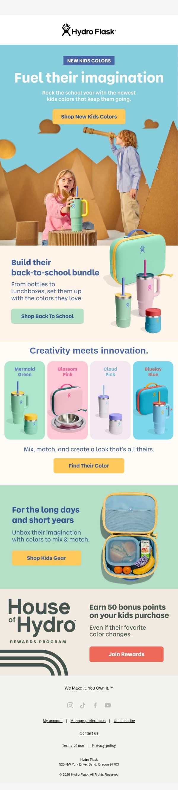 New caps. New colors. New year. email from Hydro Flask screenshot