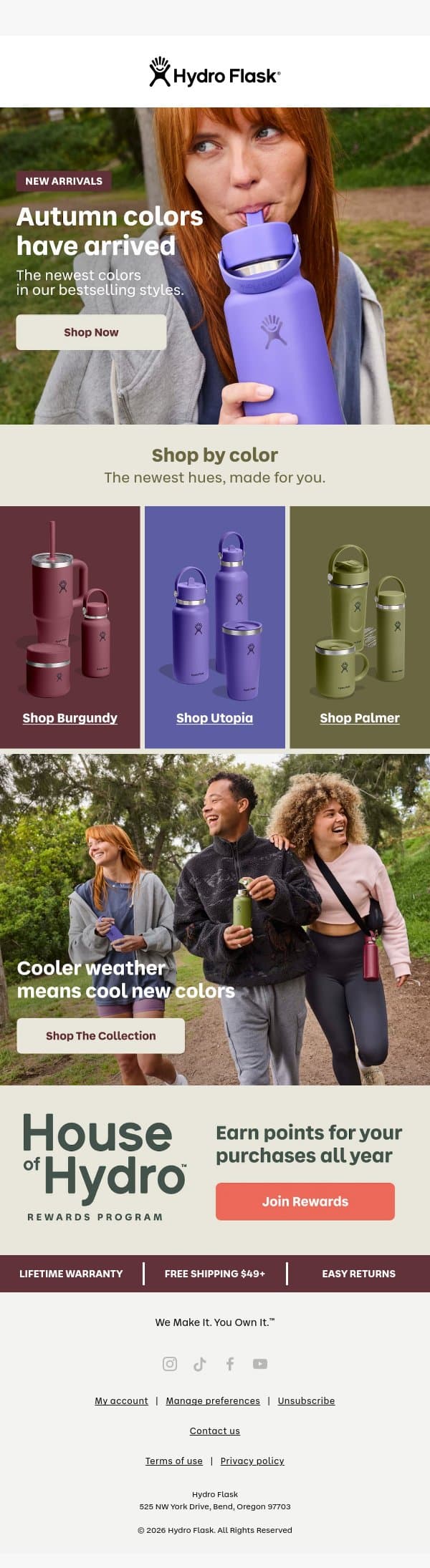 A new color for every day email from Hydro Flask screenshot