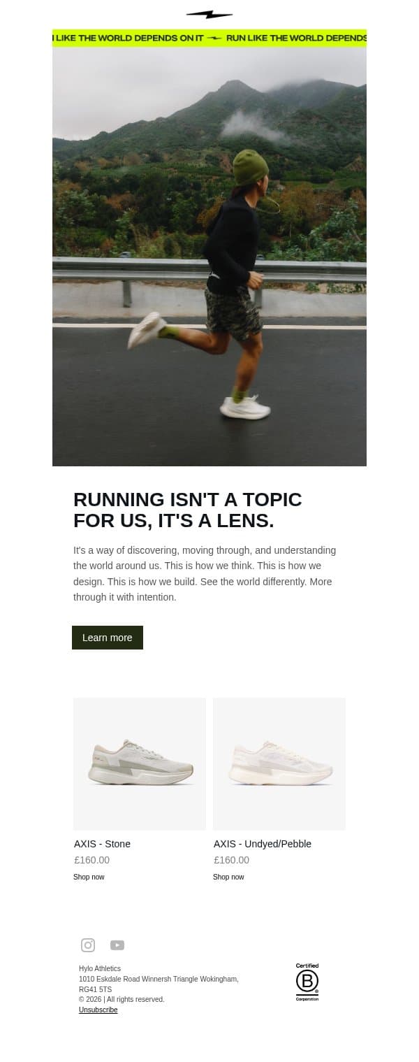 Movement Shapes the Way We Think, Design, and Build email from Hylo Athletics screenshot