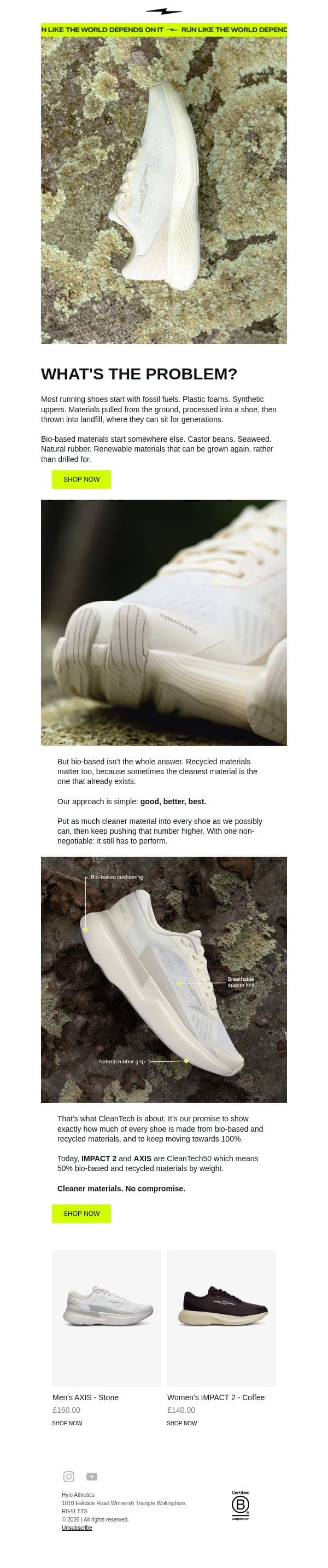 What Is The Problem? email from Hylo Athletics screenshot