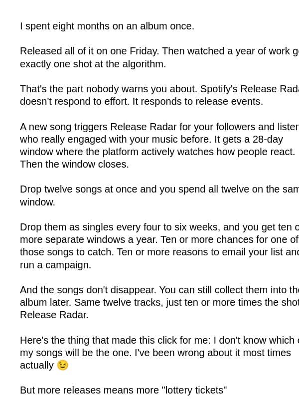 Don't drop the album on Spotify email from Hypeddit
