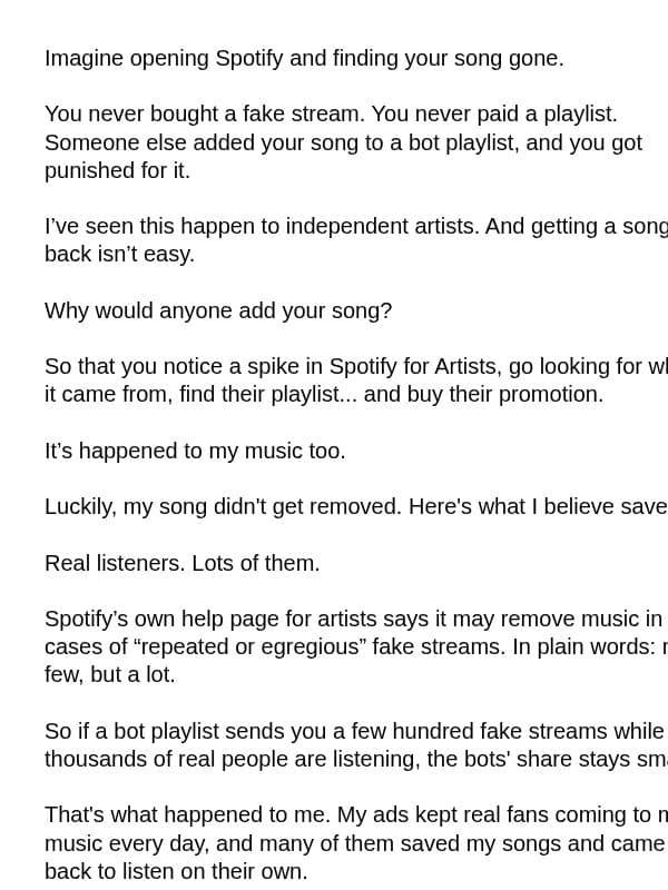 If a bot playlist adds your song... email from Hypeddit
