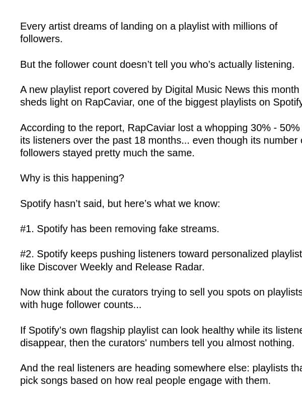 Spotify is moving its listeners email from Hypeddit