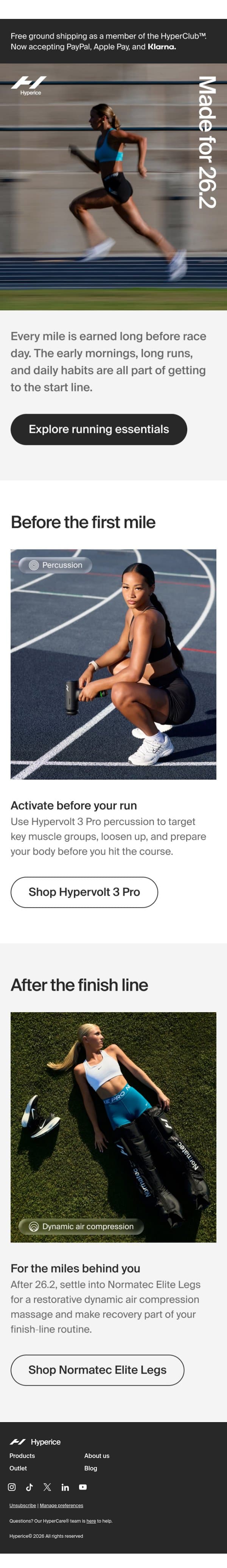Whatever your 26.2 looks like ⚡ email from Hyperice screenshot
