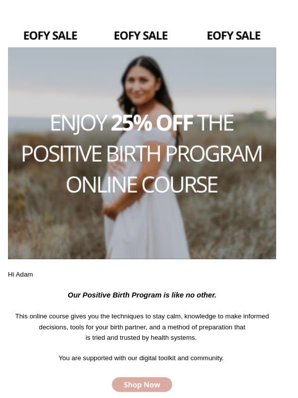Your discount is waiting ... take advantage NOW email from Hypnobirthing Australia