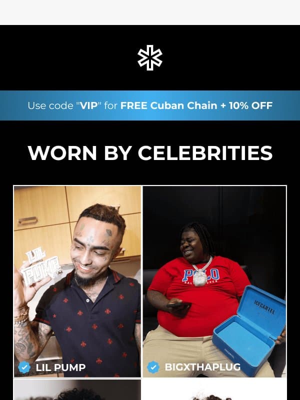 Worn by Rich The Kid, BigXthaPlug, Lil Pump & More email from Ice Cartel