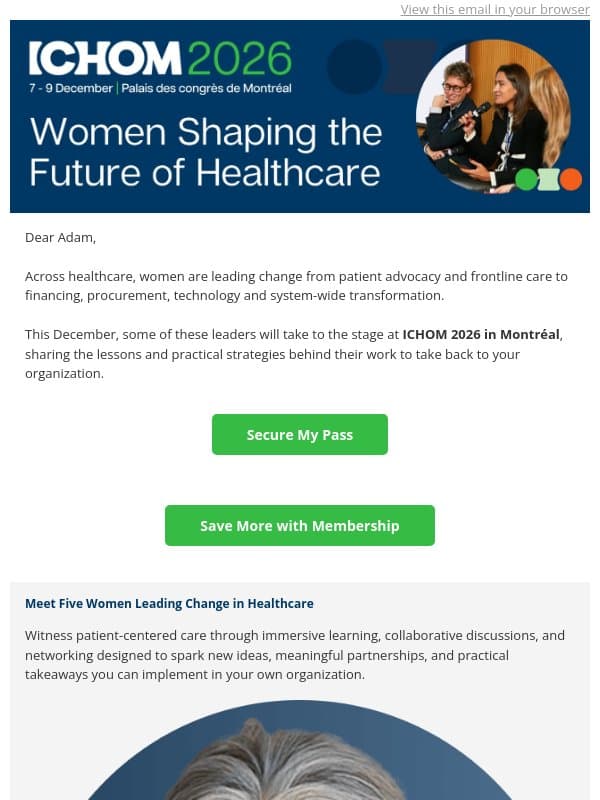 Meet the women shaping healthcare at ICHOM 2026 email from ICHOM