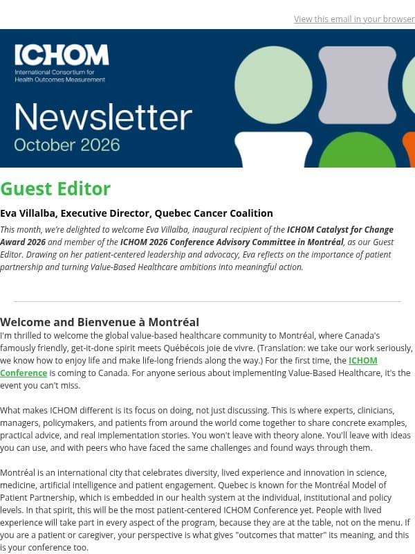 This Month at ICHOM: Montréal, Milestones & More email from ICHOM