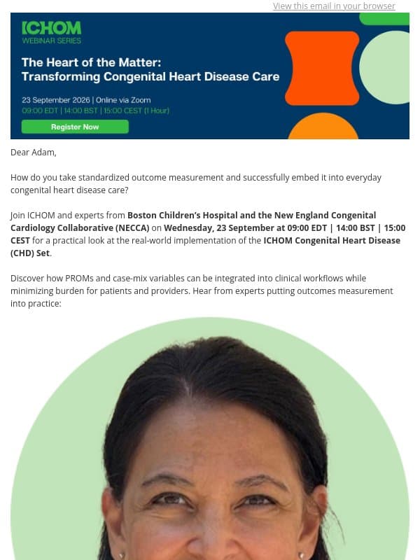 From standard to practice: Transforming Congenital Heart Disease Care email from ICHOM