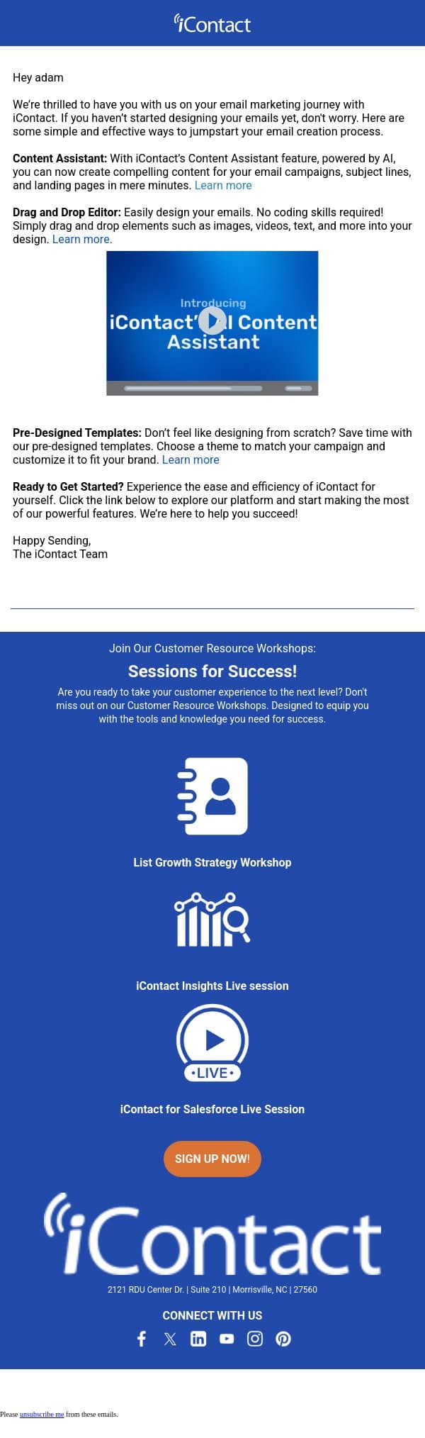 Jumpstart Your Email Campaigns with iContact's Easy Tools email from iContact screenshot