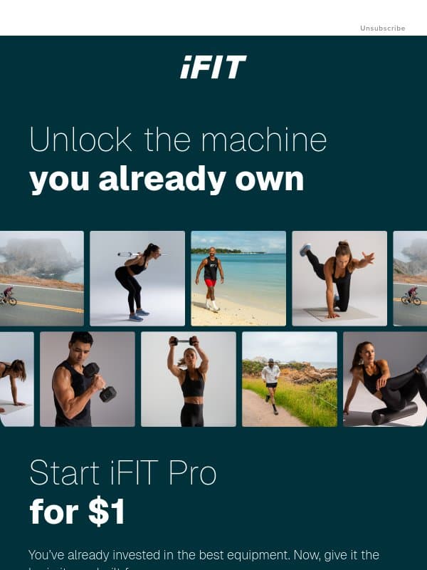 Your $1 iFIT Pro offer is inside. email from iFit