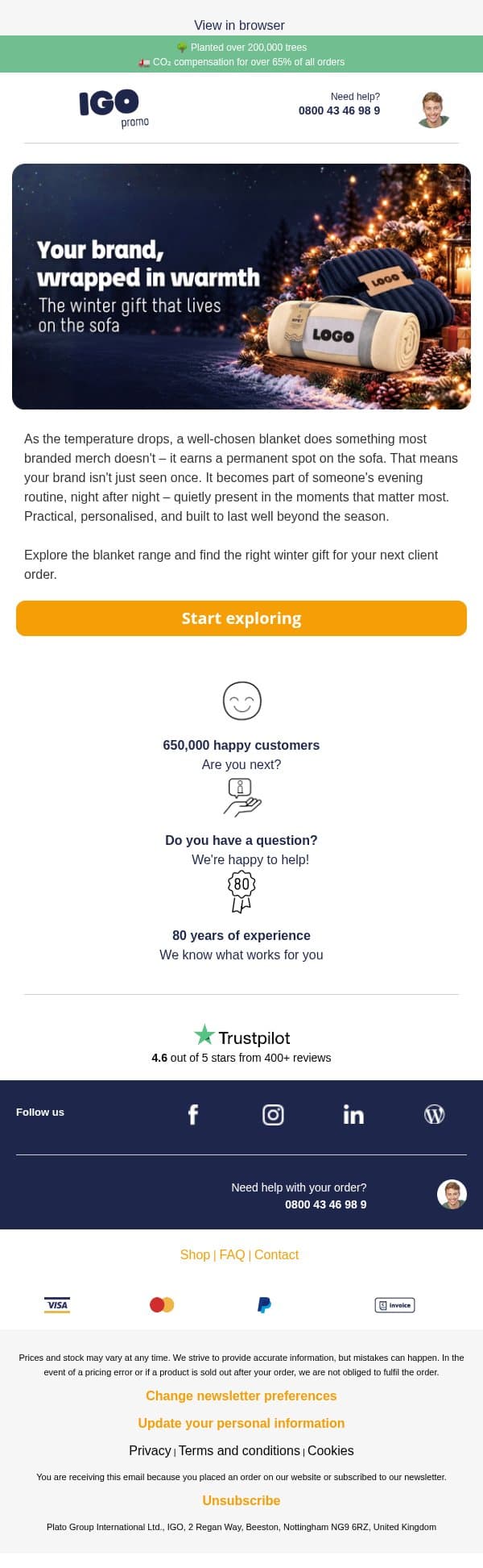 Your brand, wrapped in warmth email from Igo Promo screenshot
