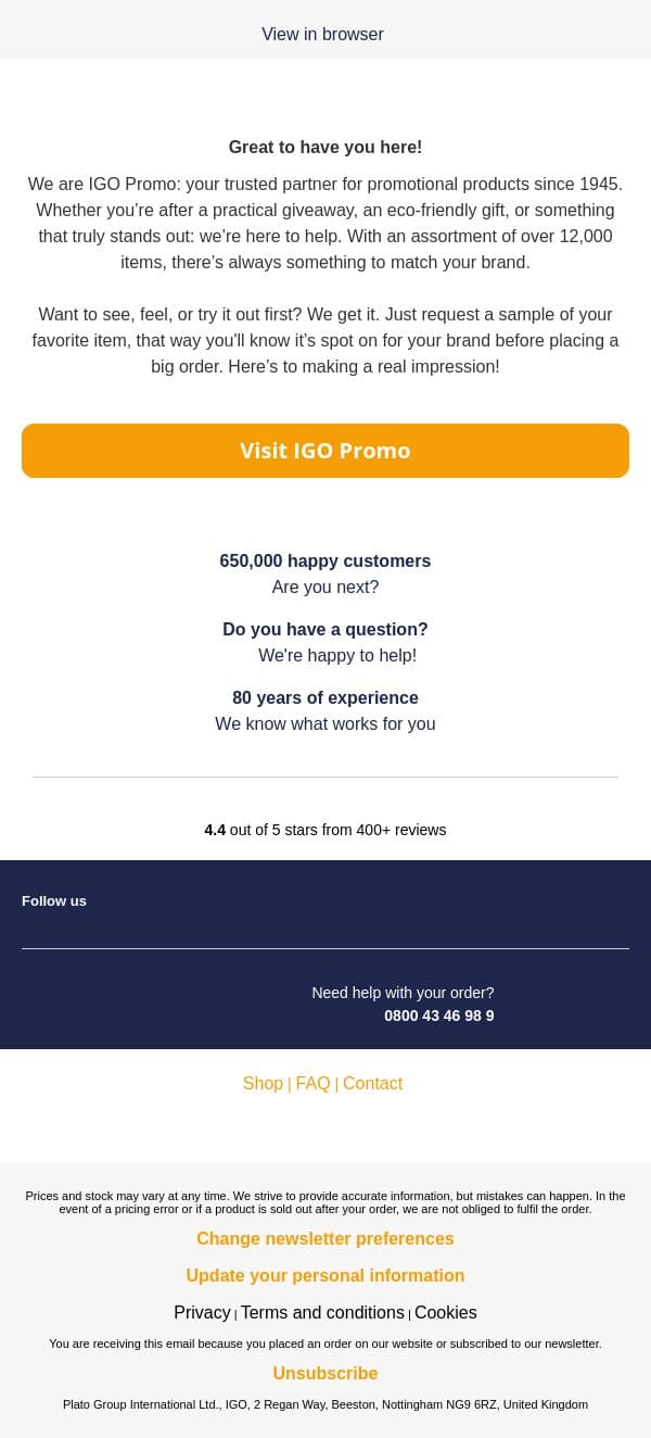 Get inspired! email from Igo Promo screenshot