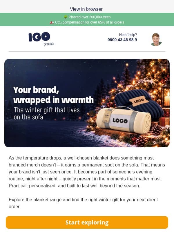 Your brand, wrapped in warmth email from Igo Promo