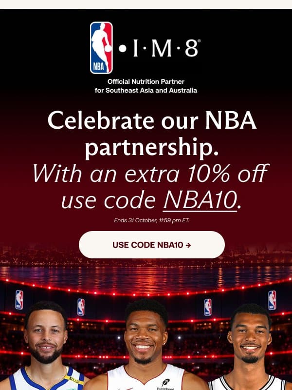 Celebrating our NBA partnership email from IM8 Health