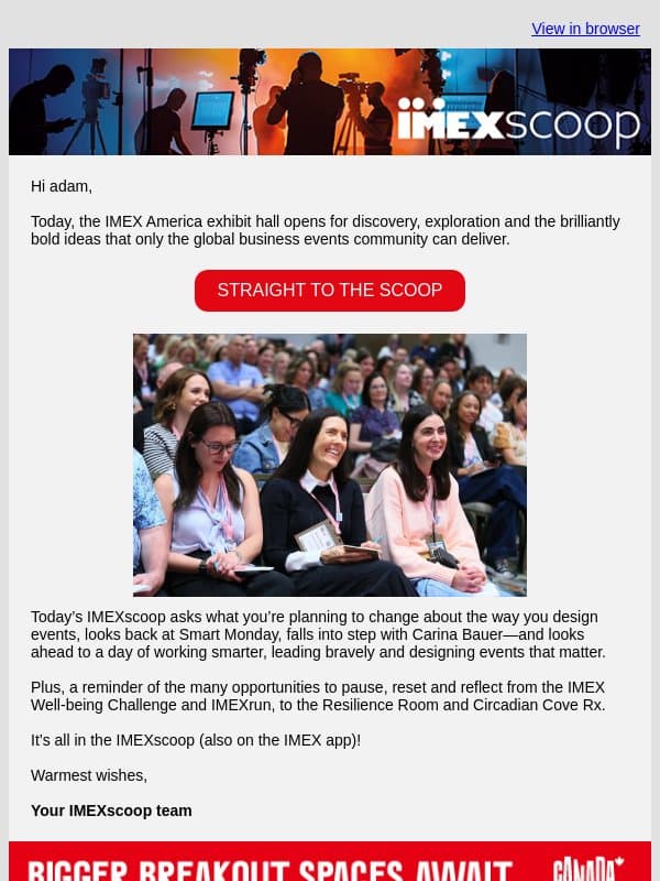 IMEXscoop live from Tuesday at IMEX America 2026 email from IMEX Group