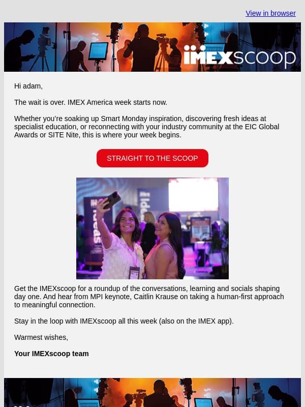 IMEXscoop live from Monday at IMEX America 2026 email from IMEX Group
