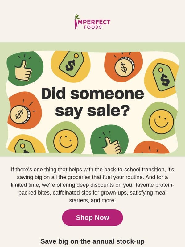 Shop our End-of-Summer Sale email from Imperfect Foods