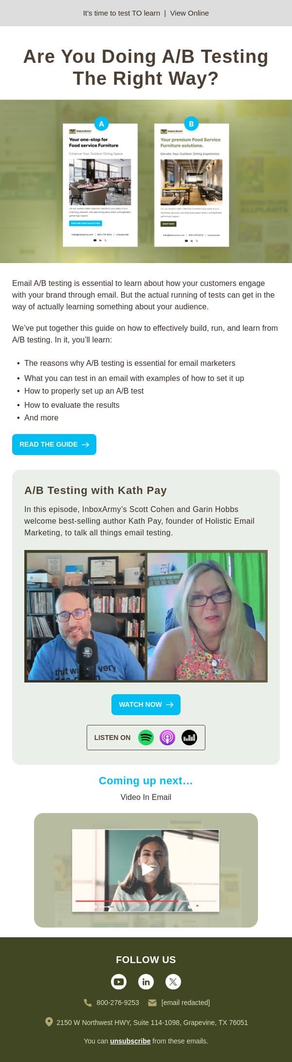 INSIDE: The details on great A/B testing email from Inbox Army screenshot