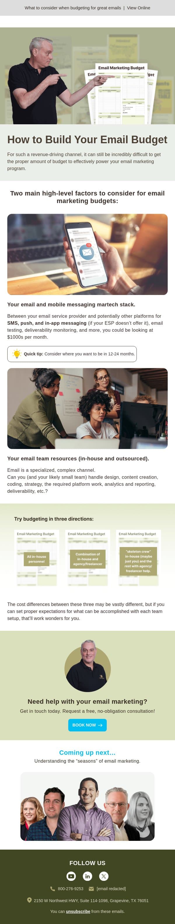 How to build your email budget email from Inbox Army screenshot