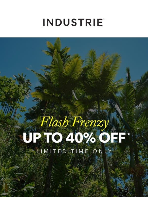 Up to 40% Off Flash Frenzy* email from Industrie