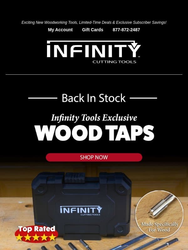 In Stock Now! Skip the Inserts—Thread the Wood Instead email from Infinity Cutting Tools