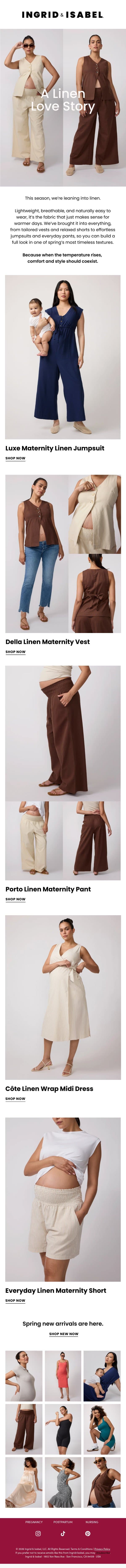 Linen, Done Right email from Ingrid & Isabel screenshot