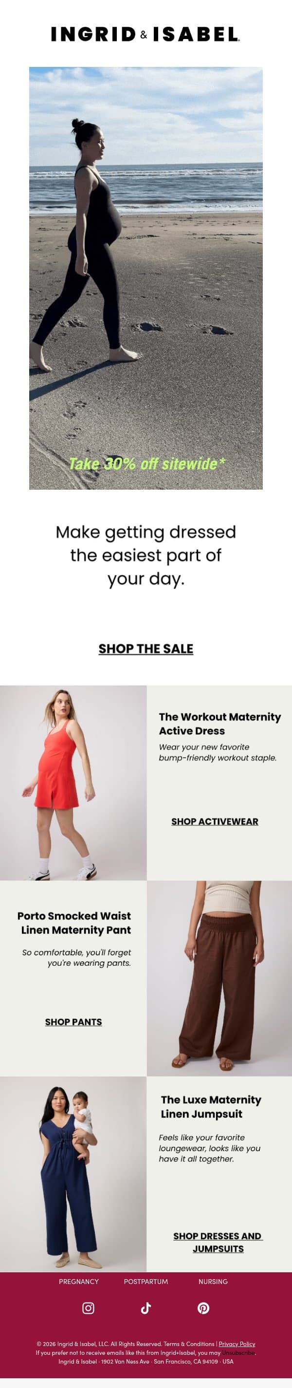 Your favorites are 30% off email from Ingrid & Isabel screenshot