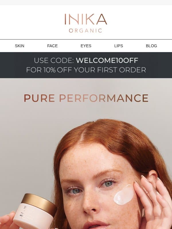 100% Natural Skincare email from Inika Organic
