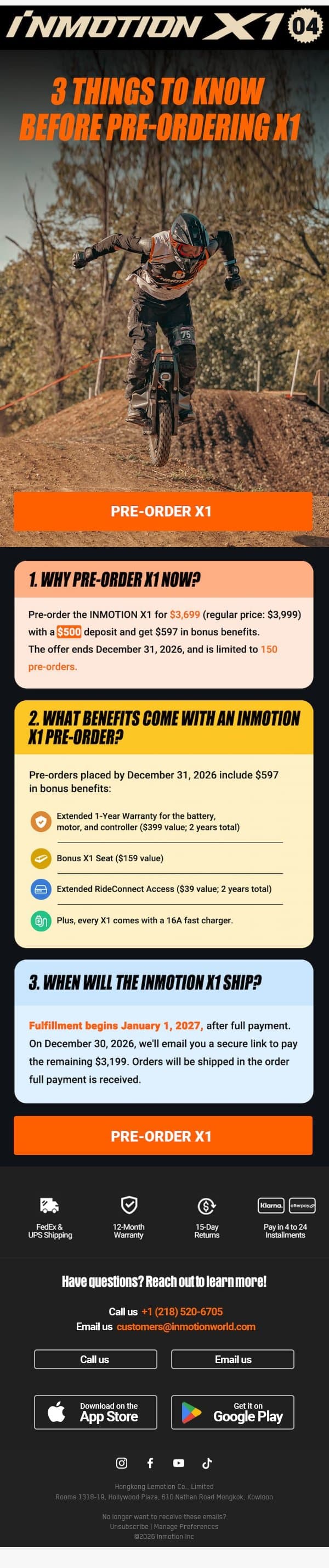 Pre-Ordering the INMOTION X1? 3 Things to Know π email from InMotion screenshot