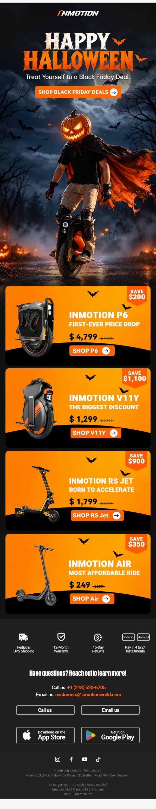 π A Halloween Treat: INMOTION Black Friday Deals! π» email from InMotion screenshot