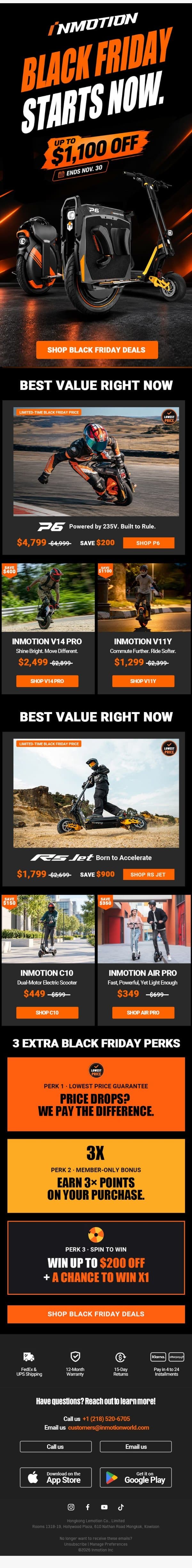 INMOTION Black Friday Is Here - Save Up to $1,100! 👏 email from InMotion screenshot
