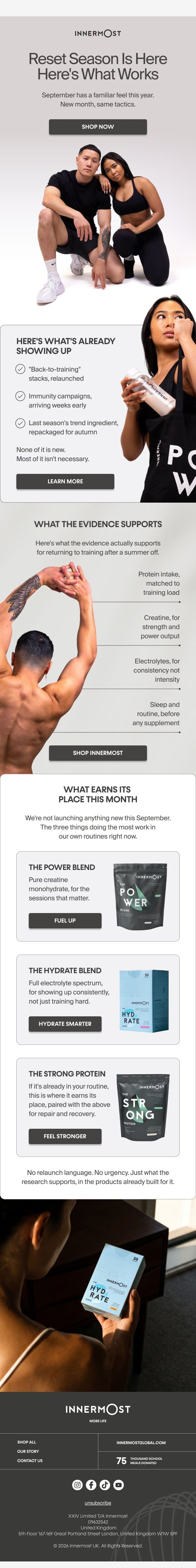 Your Post-Summer Reset Starts Here email from Innermost screenshot