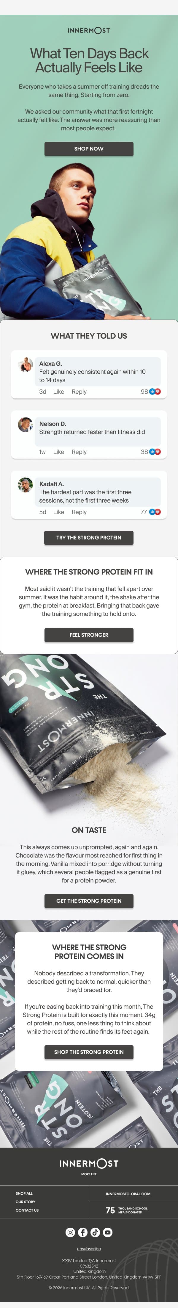 Back To Training Faster Than Expected email from Innermost screenshot