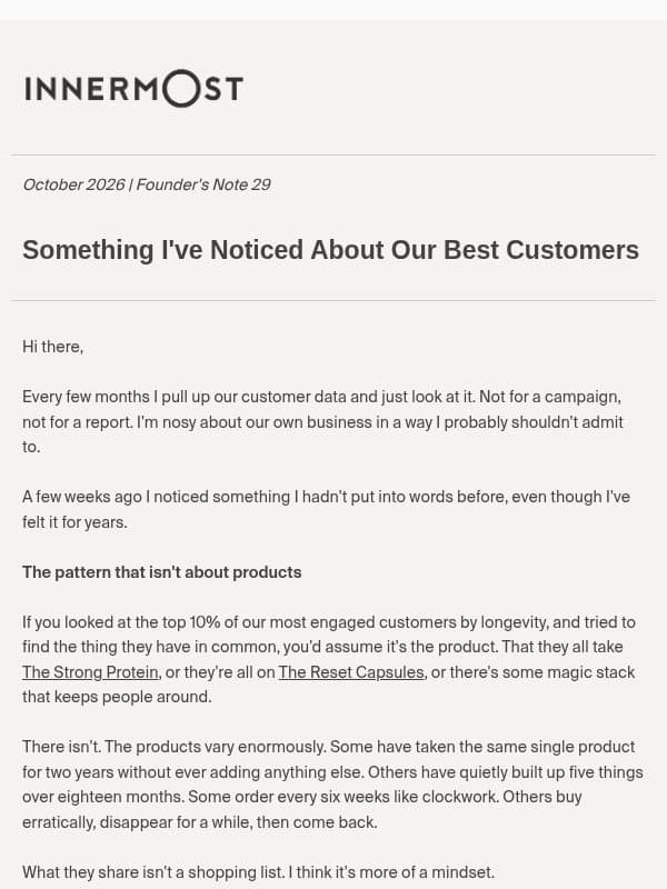 Something I've Noticed About Our Best Customers email from Innermost
