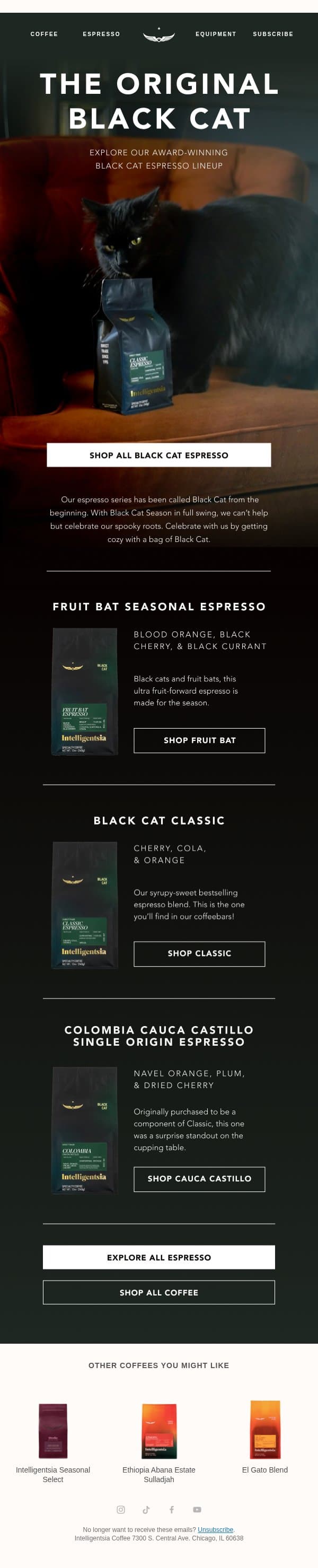 The Original Black Cat πββ¬ email from Intelligentsia Coffee screenshot