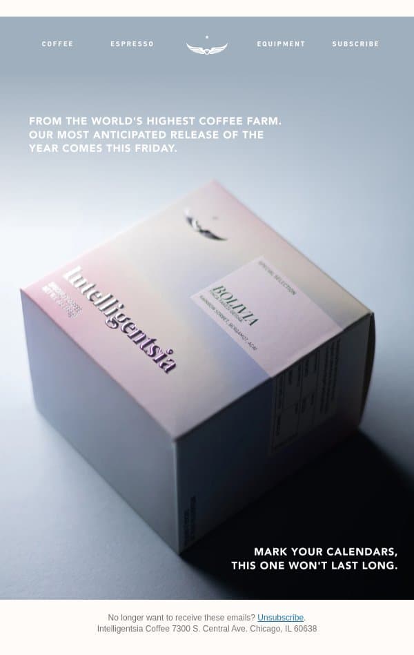 Our Most Anticipated Release of The Year email from Intelligentsia Coffee screenshot