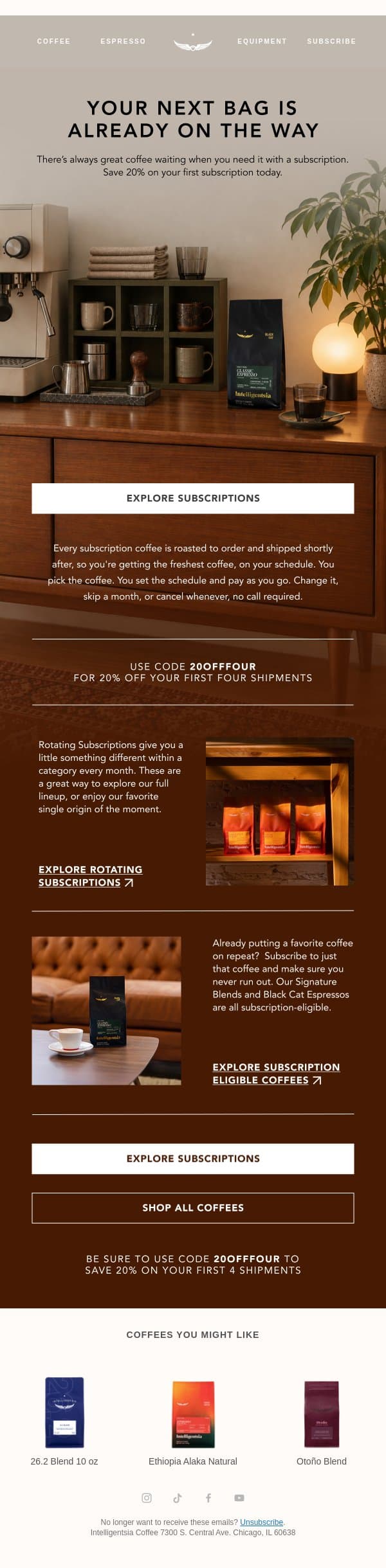 What if your favorite coffee was already on the way? email from Intelligentsia Coffee screenshot