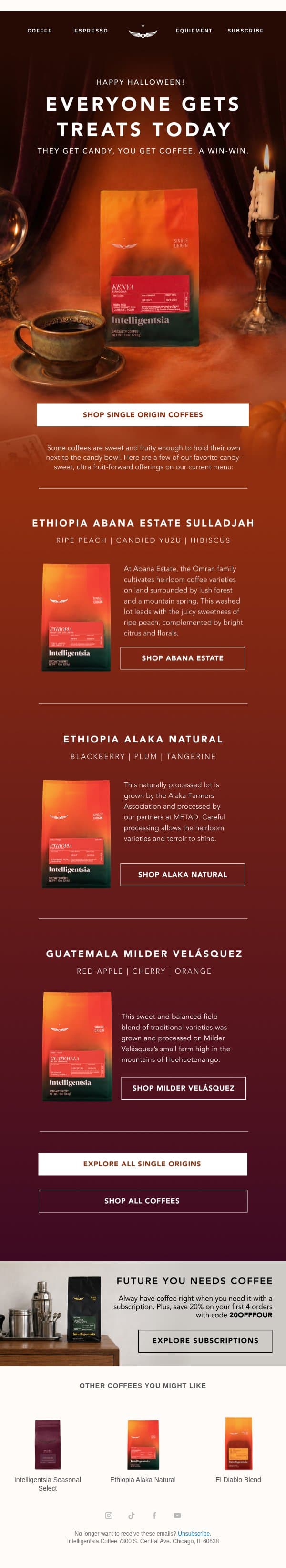 They get candy, you get coffee. email from Intelligentsia Coffee screenshot