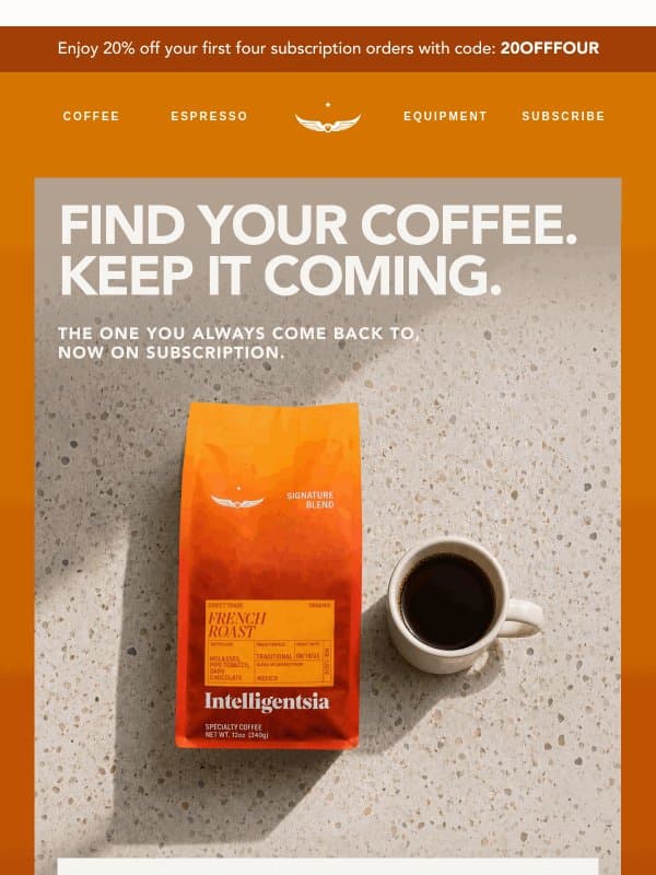 Never run out of coffee again. email from Intelligentsia Coffee