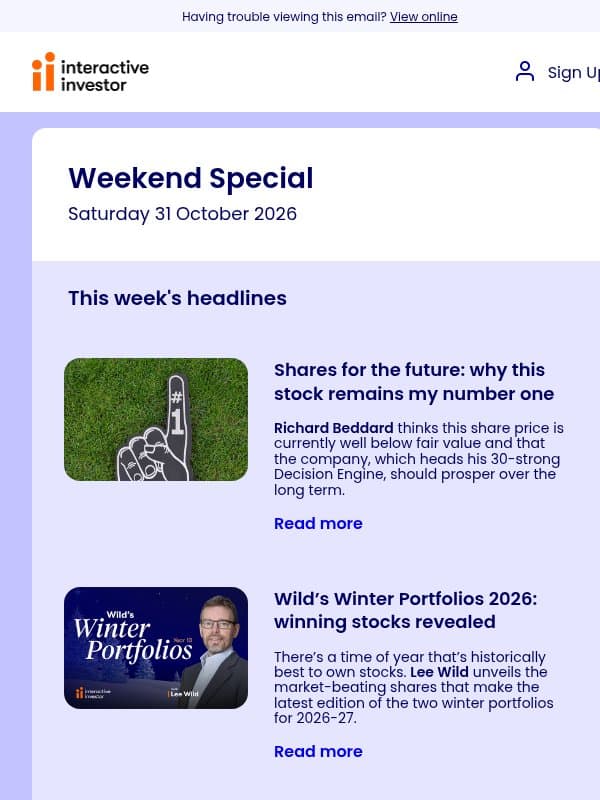 Rolls-Royce | New Winter Portfolios | Oil outlook | Big dividends email from interactive investor