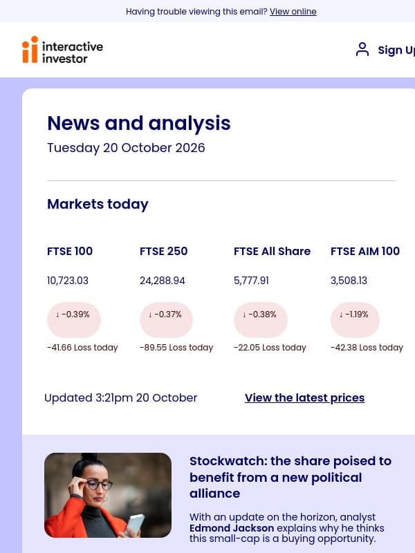 Small-cap winner? | AI stocks for cognitive era | Ocado | eyeQ: new signal email from interactive investor