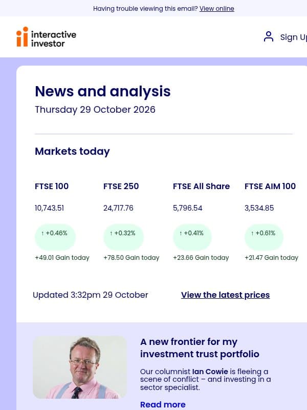 Ian Cowie | 3 Budget takeaways | Shell | Dividends incoming email from interactive investor