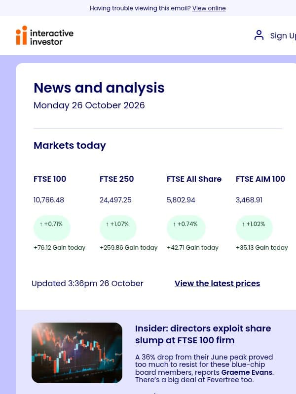 Director buys | Fund tips by region | Small-cap star fears email from interactive investor