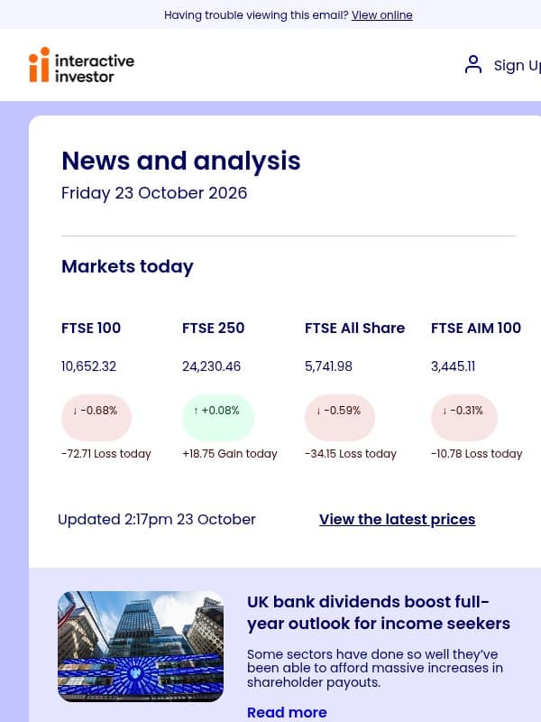 Bumper dividends | Trio downgraded | Two surprising charts email from interactive investor