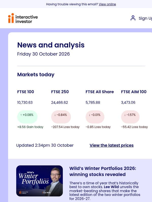 Winter Portfolios: new stocks | ‘Forever’ income portfolio | 10 supersize IPOs email from interactive investor
